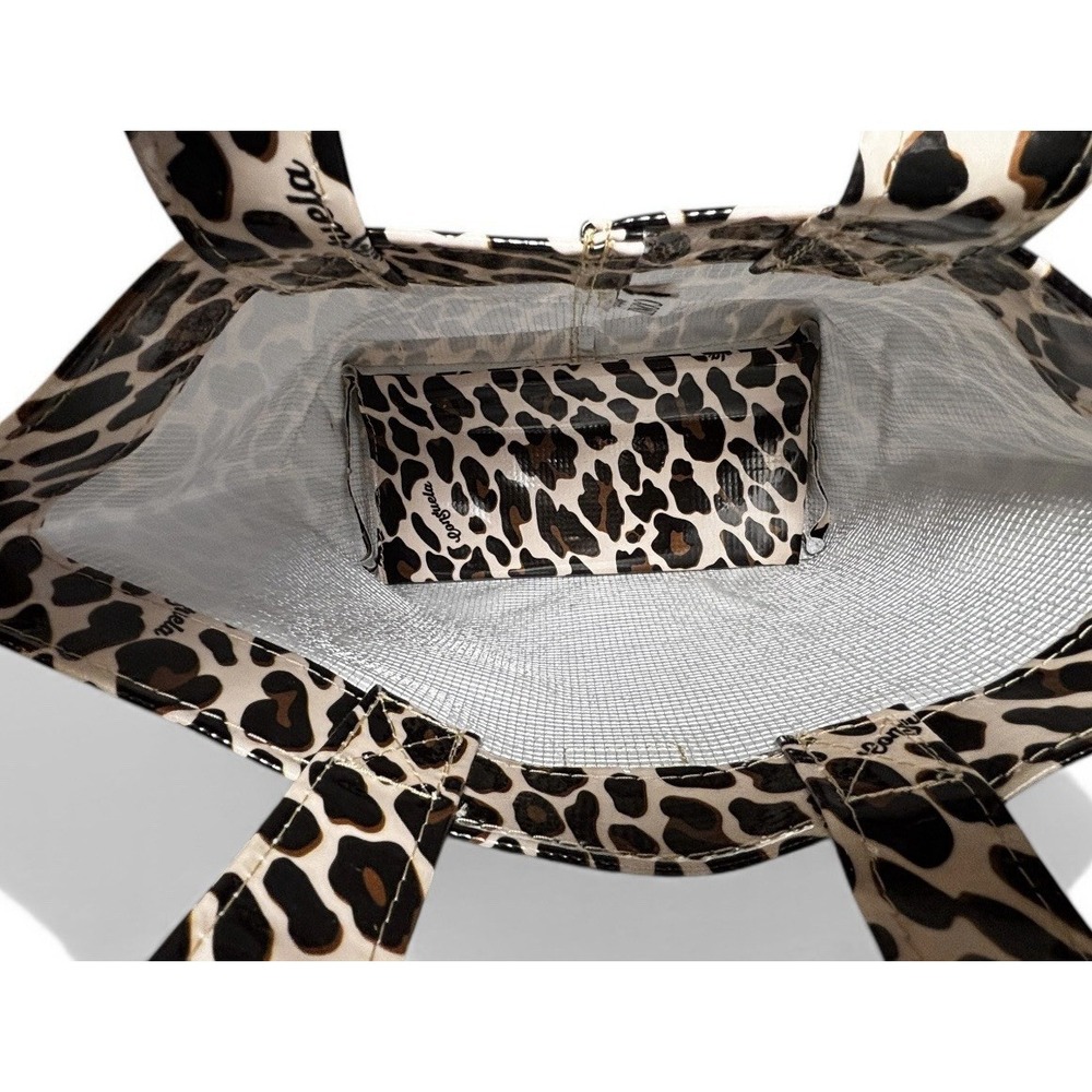 Consuela Wedge Mini Leopard Tote Bag Coated Canvas Top Handle Small Shopper Bag - Picture 6 of 8